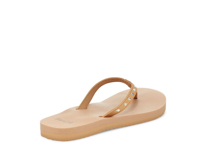 Sanuk Yoga Joy Bling Rhinestone Women's Flip Flops Khaki | Canada 166EBC